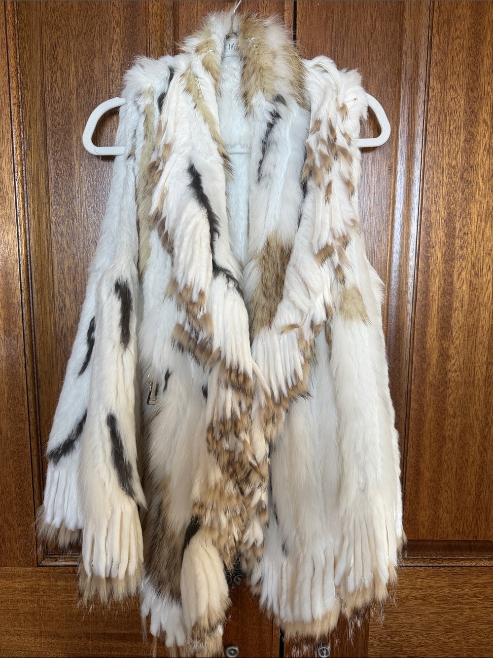 Cream & Brown Genuine Fur Vest